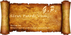 Girst Patrícius névjegykártya